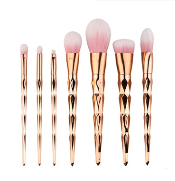 7-Piece Professional Makeup Brush Set Nylon Bristles & Electroplated Rubber Handle