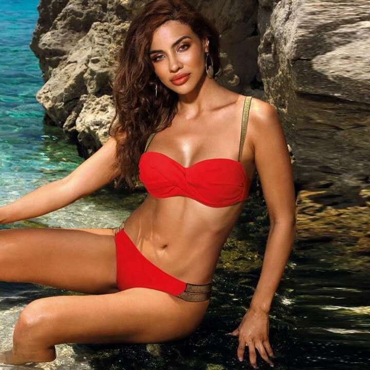 Women’s Sexy Ruched Bikini Set – Push-Up Padded Crop Top & High-Leg Cheeky Bottoms