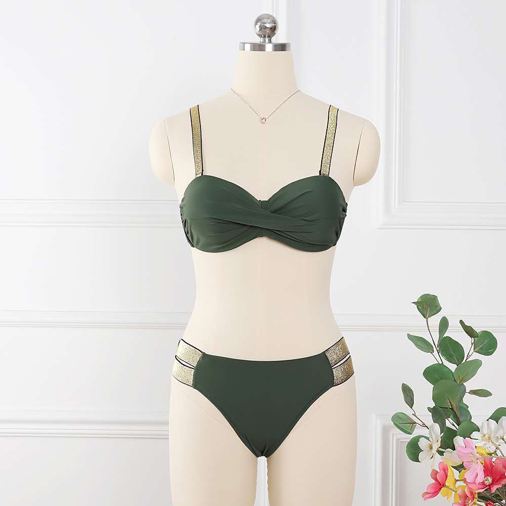 Women’s Sexy Ruched Bikini Set – Push-Up Padded Crop Top & High-Leg Cheeky Bottoms