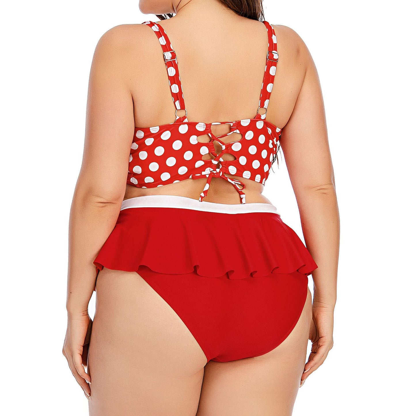 Women’s Retro Polka Dot Swimsuit – Plus Size One-Piece