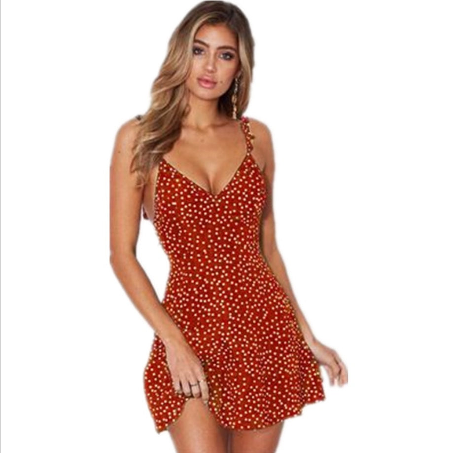 Sleeveless V-Neck Princess Dress – Short Polyester Dress in Multiple Colors (S–5XL)