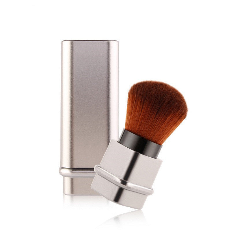 Portable Makeup Brush – Man-Made Fiber Bristles, Square Gold & Silver