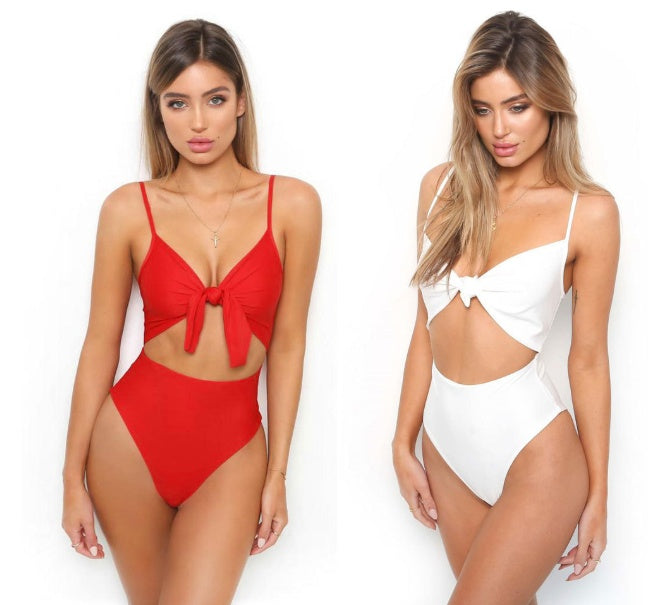 Women’s One-Piece Swimsuit – Sexy Solid Color Backless Swimwear with Chest Pad