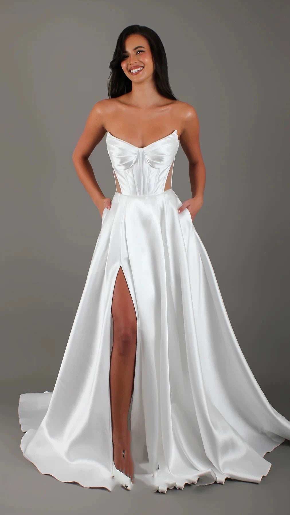 Sleeveless Mid-Waist Long Dress with Folding Details