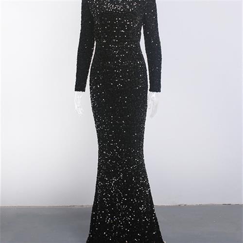 Elegant Evening Wedding Gown Available in Black, Blue & Dark Green