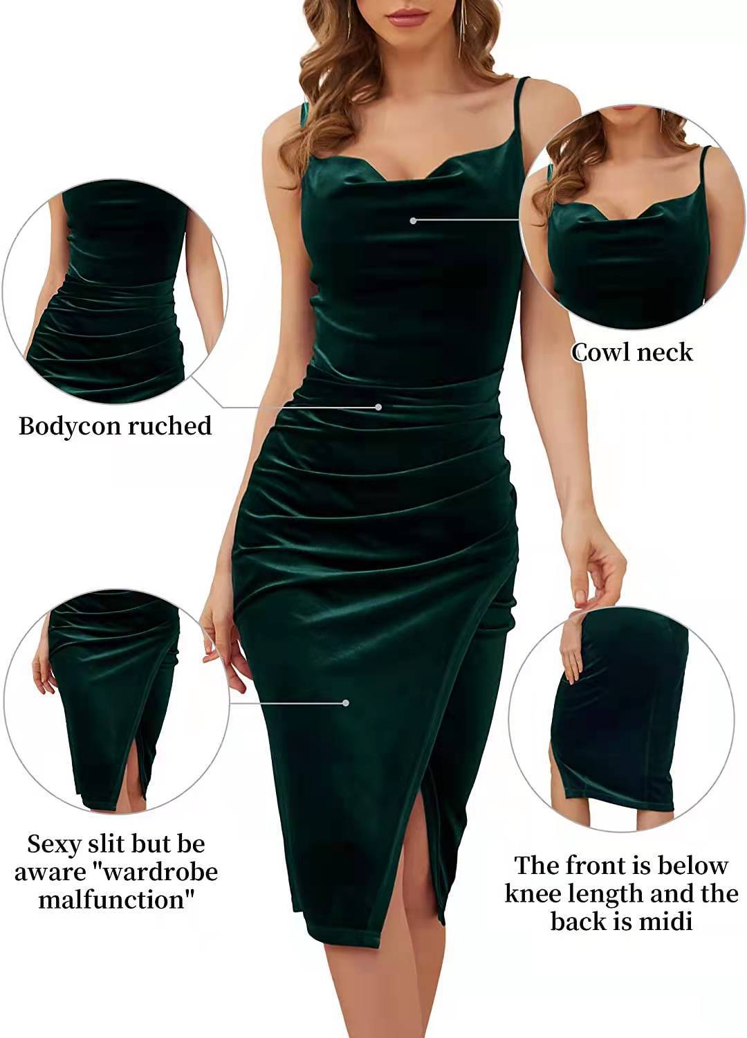 Elegant Korean Velvet Sling Midi Dress – Folded & Stitched Design
