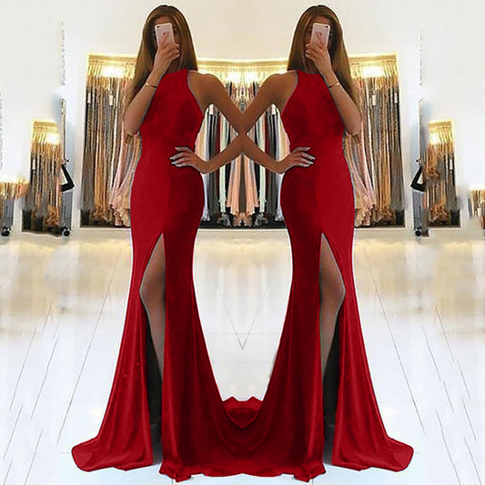 Elegant sexy halter-neck knitted maxi dress with high waist, large swing skirt, and hollow detailing. Perfect for evening events, parties, and chic commuting style.