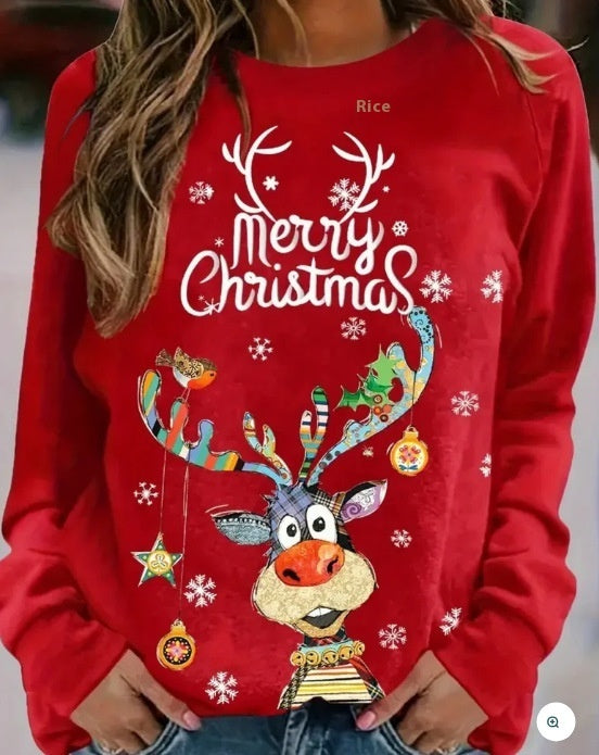 Women’s Santa Claus 3D Pullover Festive Round Neck Christmas Sweater