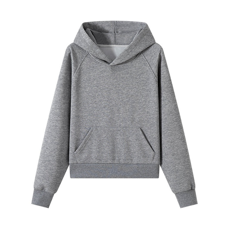 Women’s Solid Color Loose Pullover – Cotton Sweatshirt with Pocket