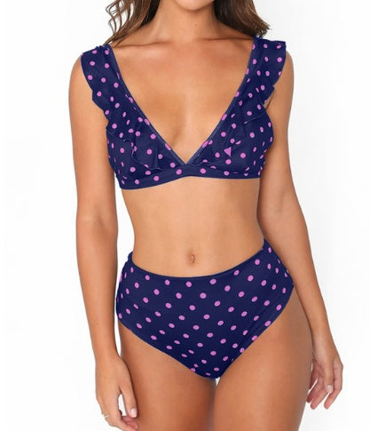 Floral border high waist swimsuit Beachwear swimsuit for women