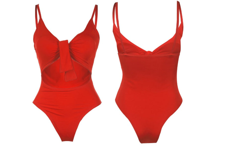 Women’s One-Piece Swimsuit – Sexy Solid Color Backless Swimwear with Chest Pad
