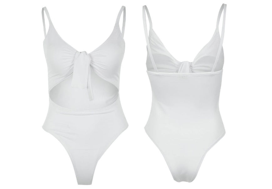 Women’s One-Piece Swimsuit – Sexy Solid Color Backless Swimwear with Chest Pad