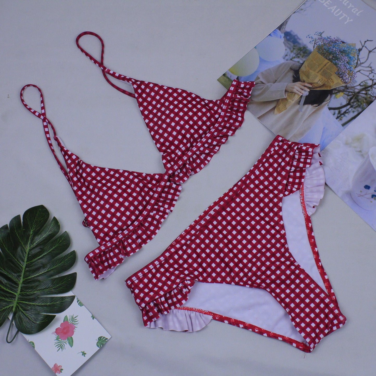 Women’s Lattice Swimwear – Sexy One-Piece with Chest Pad