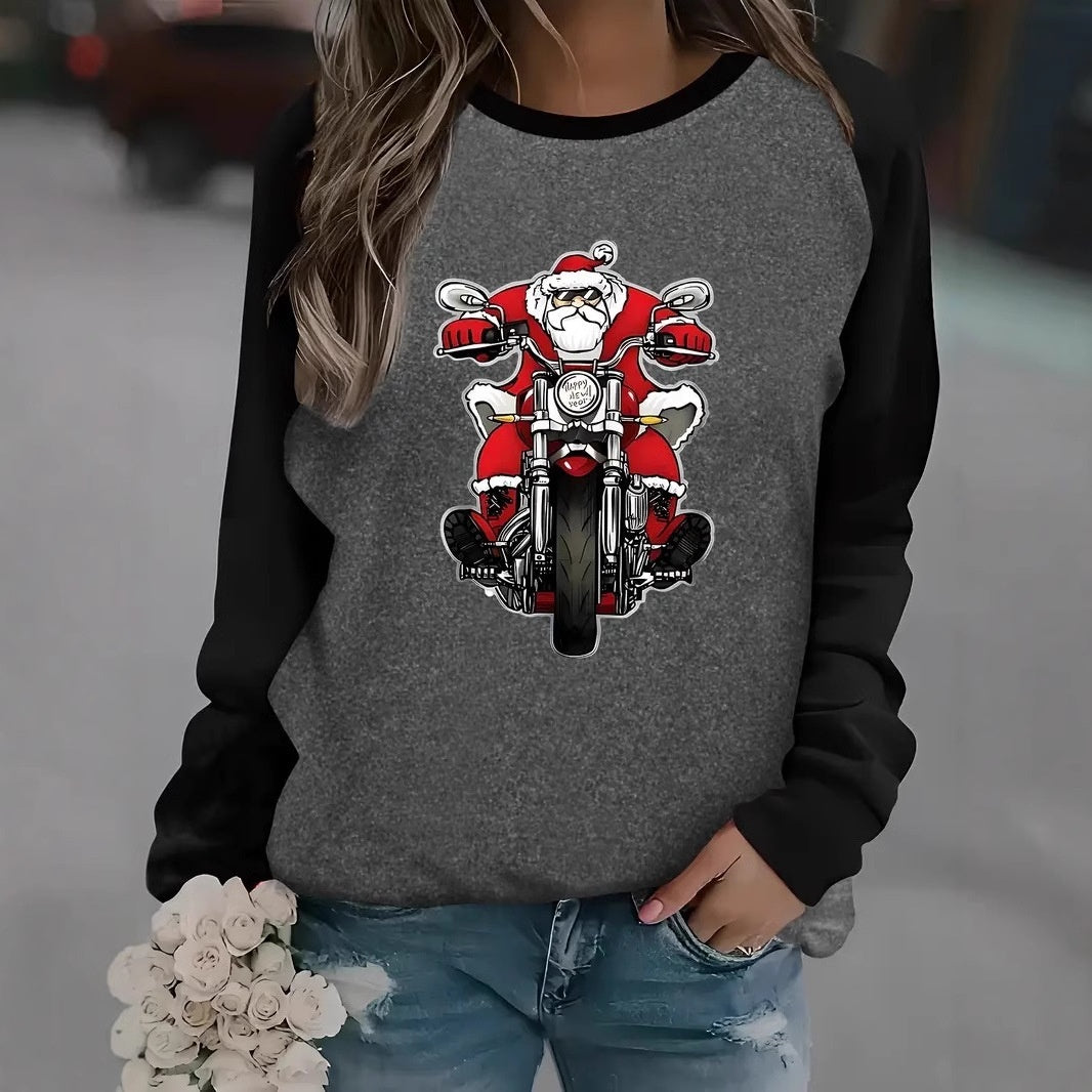 Women’s Santa Claus 3D Pullover Festive Round Neck Christmas Sweater