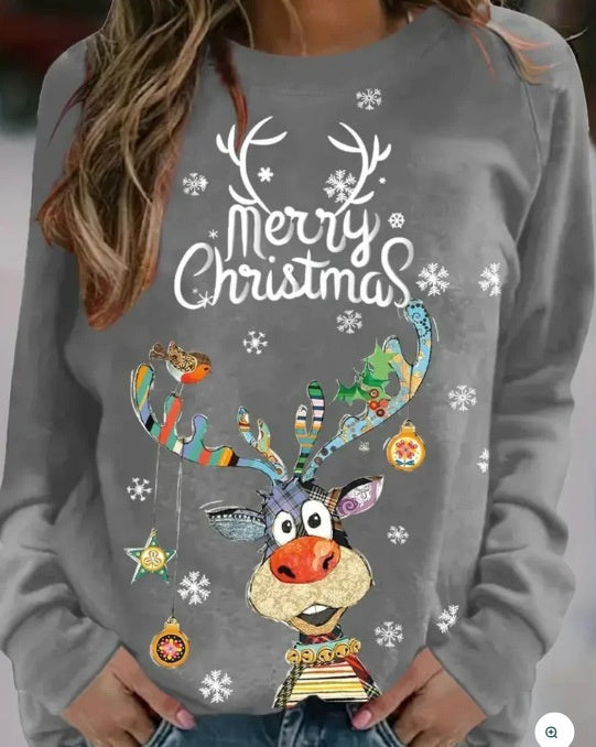 Women’s Santa Claus 3D Pullover Festive Round Neck Christmas Sweater