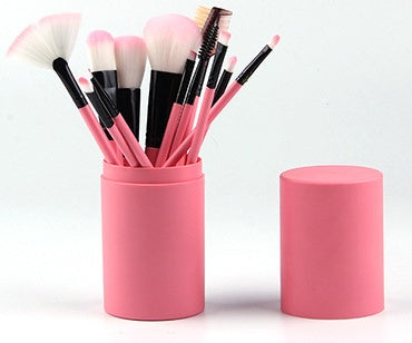 12pcs Makeup Brush Set with Barrel Box – Stylish Cosmetic Brushes Kit