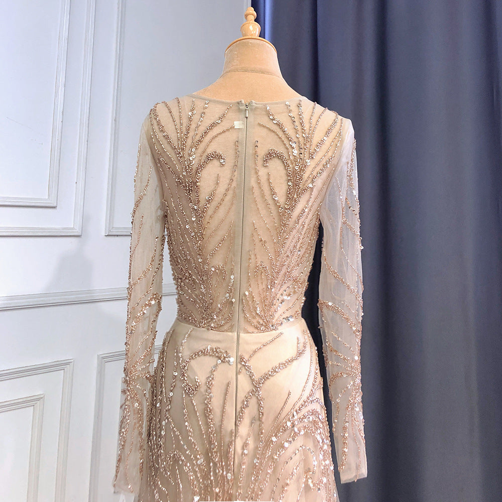 Caramel Long Sleeve Tight Waist Dress
