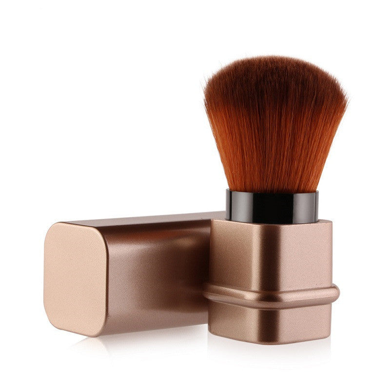 Portable Makeup Brush – Man-Made Fiber Bristles, Square Gold & Silver