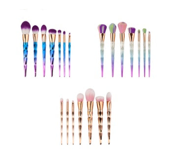 7-Piece Professional Makeup Brush Set Nylon Bristles & Electroplated Rubber Handle