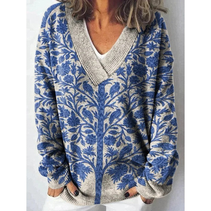 Women’s 3D Effect Pullover Sweater – Digital Print Polyester Top, Sizes S–5XL