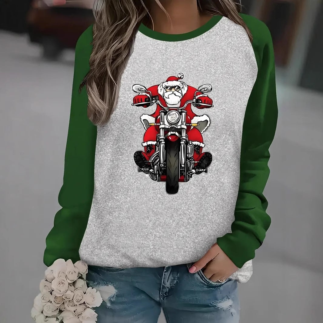 Women’s Santa Claus 3D Pullover Festive Round Neck Christmas Sweater