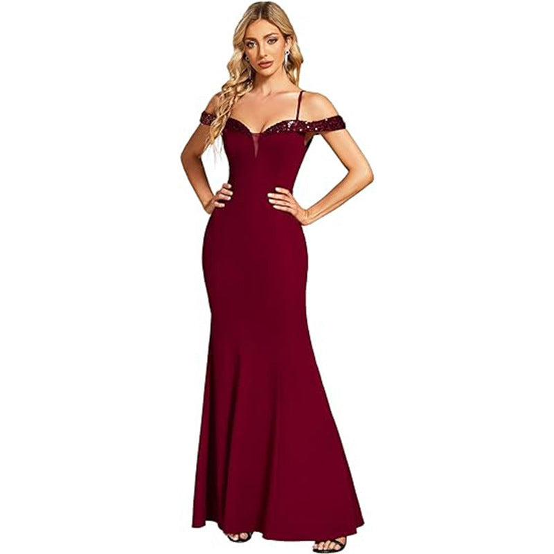 Elegant Short Sleeve Wedding Dress – Wine Red, Black & Navy Blue – US2–US26W