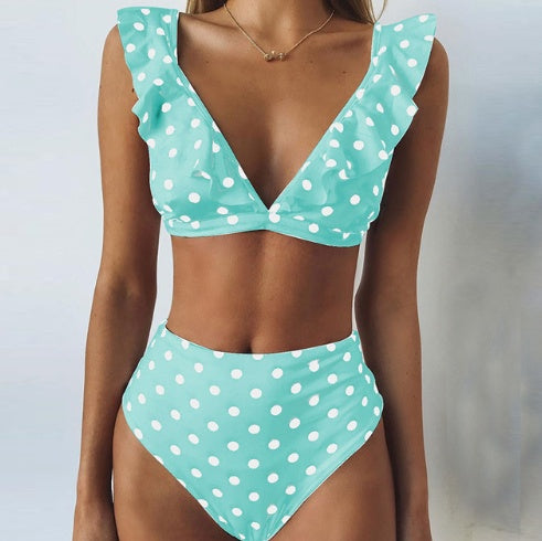 Floral border high waist swimsuit Beachwear swimsuit for women