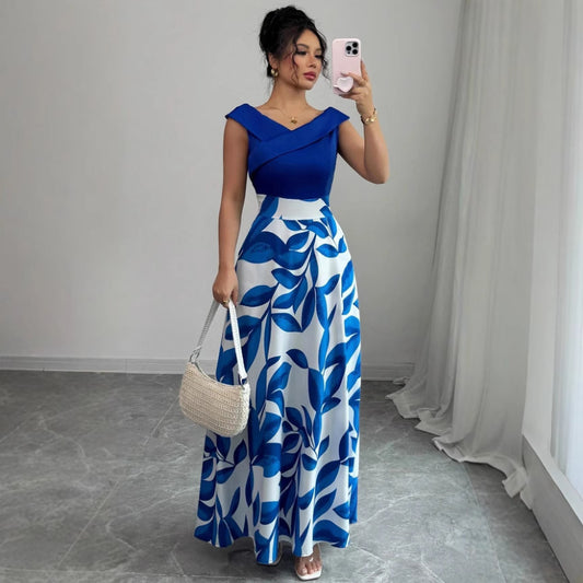 Step out in elegance with this sleeveless high waist blue dress. Featuring subtle patterns and a flattering fit, it’s perfect for office or casual chic looks.