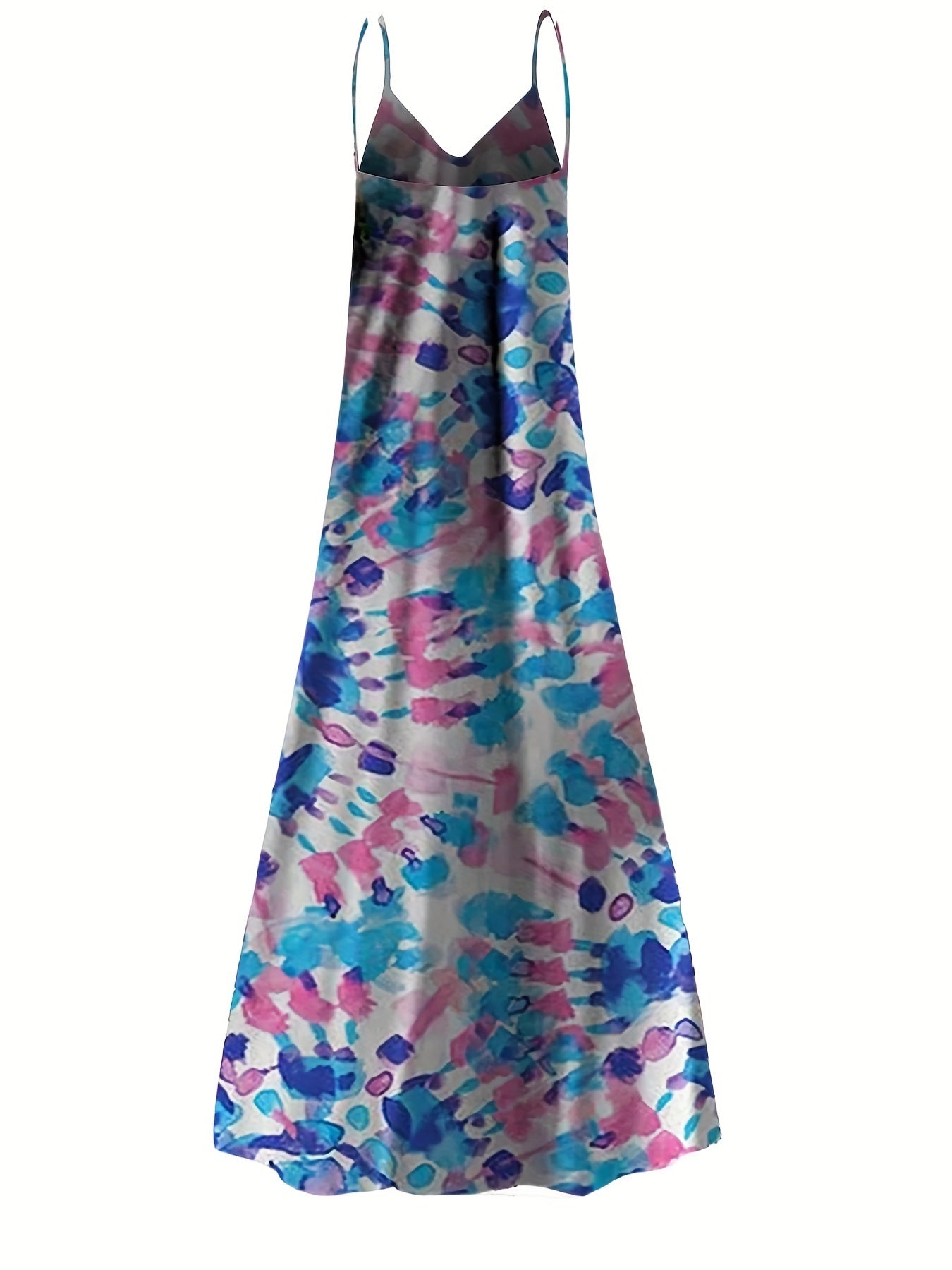 Marble Print V-Neck Cami Tank Dress – Stretchy Casual Summer Dress