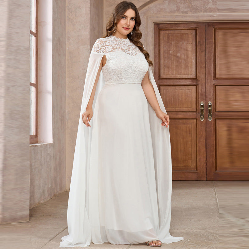 White Long Wedding Dress with Zipper Polyester