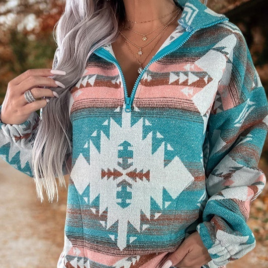 Women’s 3D Urban Style Pullover – Long Sleeve Polyester Sweatshirt