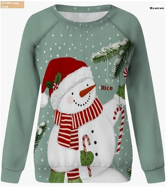 Women’s Santa Claus 3D Pullover Festive Round Neck Christmas Sweater