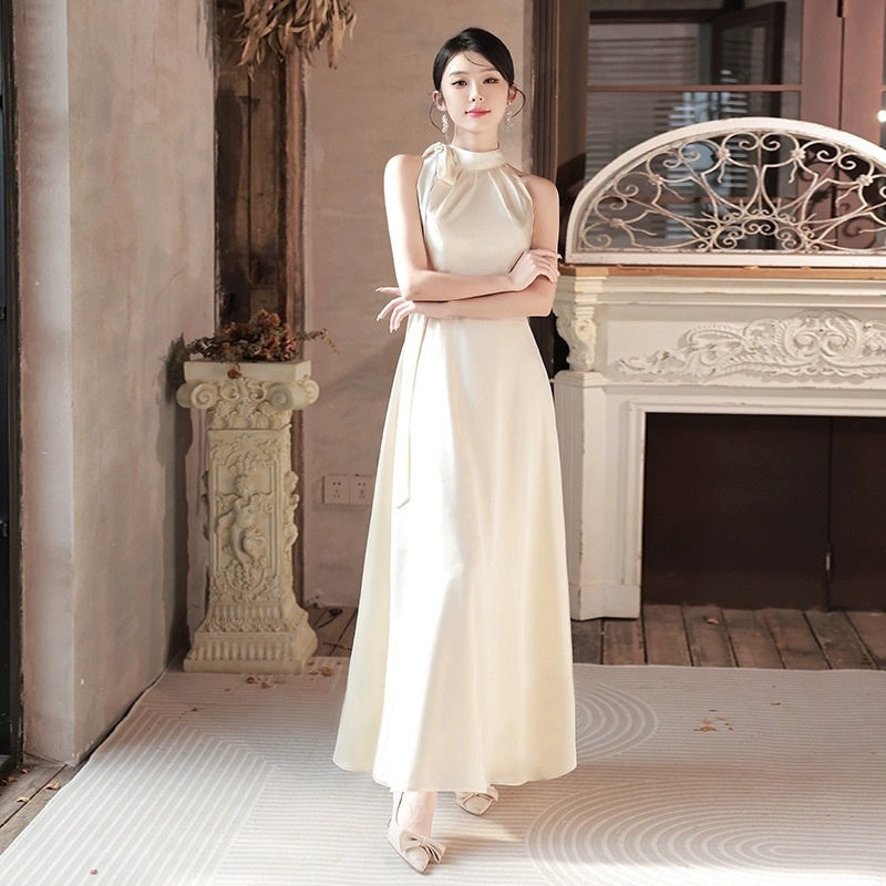 Champagne Mid-Waist Long Dress – Multiple Styles