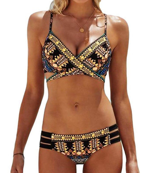 women’s sexy bikini set – nylon swimwear with chest pad (no steel support). Durable, elastic, and stylish European & American design. Available in S-XL.