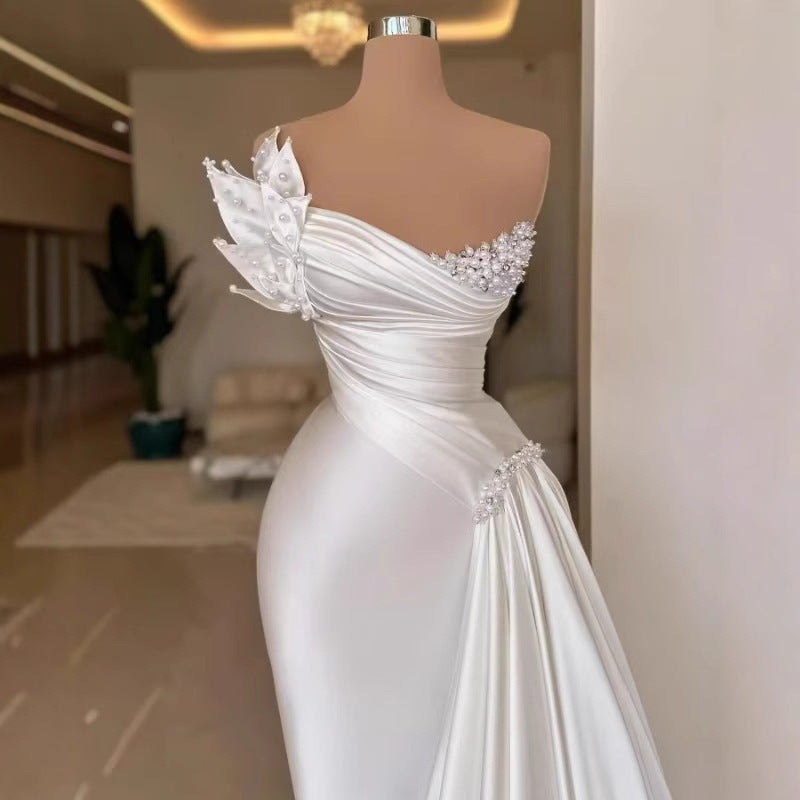 White Sleeveless Tight-Waist Dress – Polyester Fiber