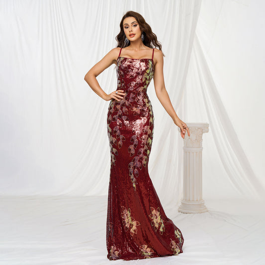 Turn heads with this elegant red sequin dress, crafted from high-quality polyester for a sleek look and lasting comfort. Available in sizes S–XL, perfect for special occasions or evening wear.