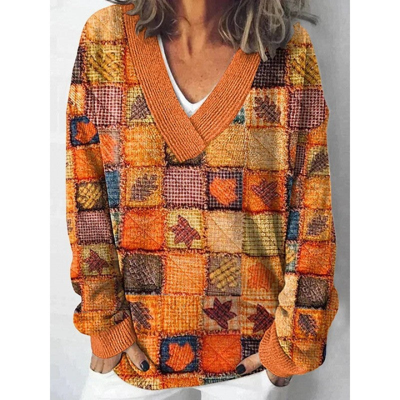 Women’s 3D Effect Pullover Sweater – Digital Print Polyester Top, Sizes S–5XL