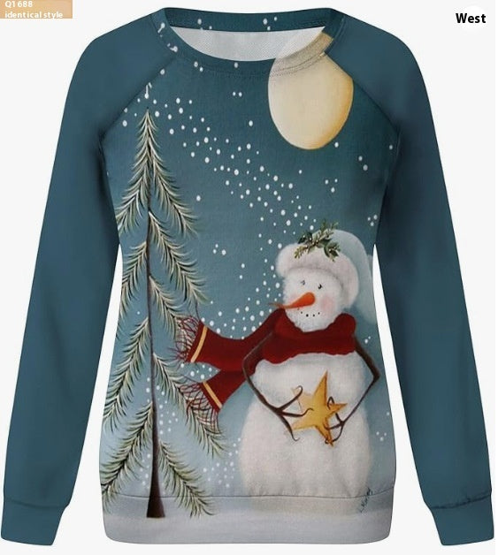 Women’s Santa Claus 3D Pullover Festive Round Neck Christmas Sweater