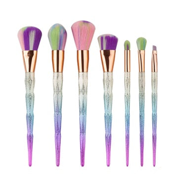 7-Piece Professional Makeup Brush Set Nylon Bristles & Electroplated Rubber Handle