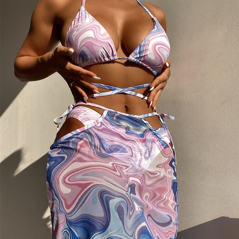 Lavender 3-Piece Bikini Set Women’s Sexy Swimwear