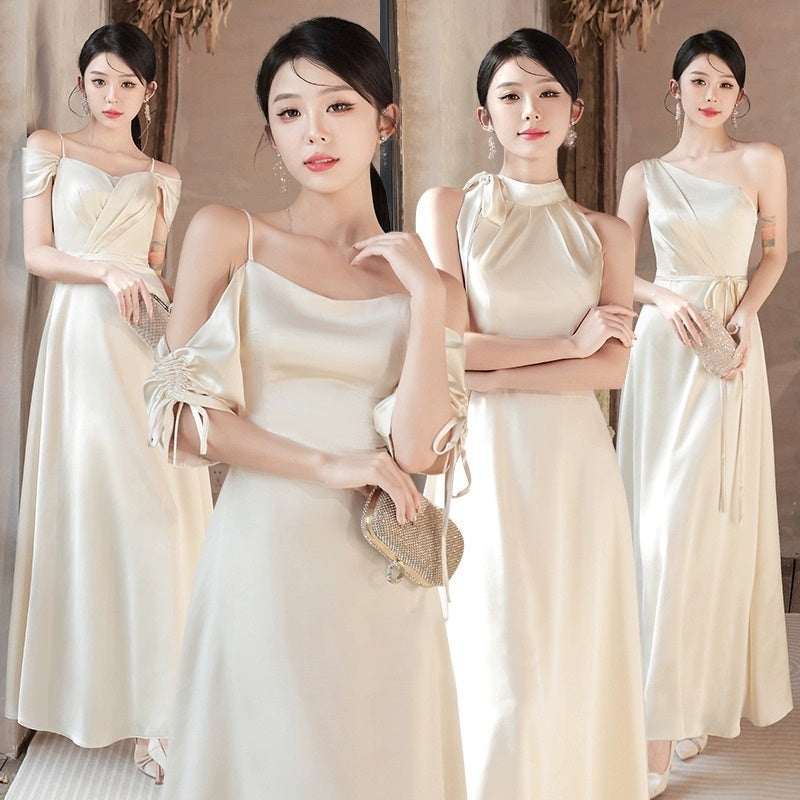 Champagne Mid-Waist Long Dress – Multiple Styles