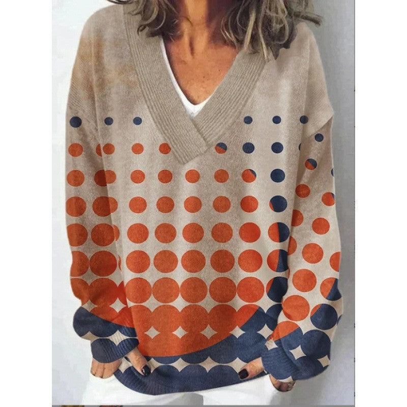Women’s 3D Effect Pullover Sweater – Digital Print Polyester Top, Sizes S–5XL