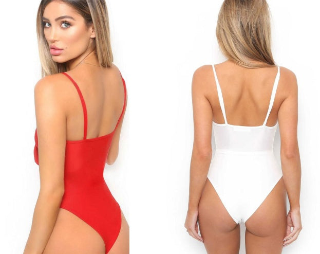 Women’s One-Piece Swimsuit – Sexy Solid Color Backless Swimwear with Chest Pad