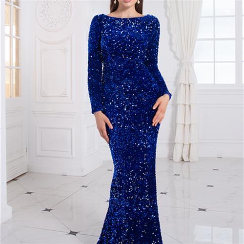 Sophisticated wedding gown in black, blue, and dark green. Perfect for weddings, galas, and evening events. Available in sizes S–XL.