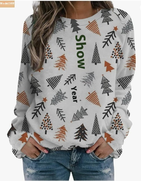Women’s Santa Claus 3D Pullover Festive Round Neck Christmas Sweater