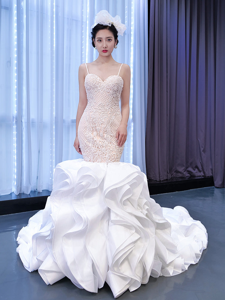 Women's Elegant Sleeveless Deep V-Neck Beaded Gown – High Waist Long Formal Dress