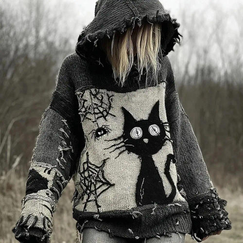 Women’s Round Neck Pullover Sweater – Digital Print Polyester Top, Sizes S–4XL