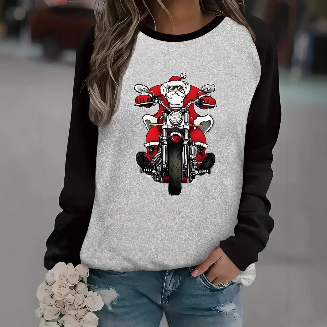 Women’s Santa Claus 3D Pullover Festive Round Neck Christmas Sweater