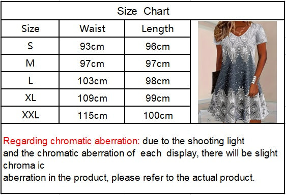 Self Pick-Up – Women’s Printed Casual Short Sleeve V-Neck Dress