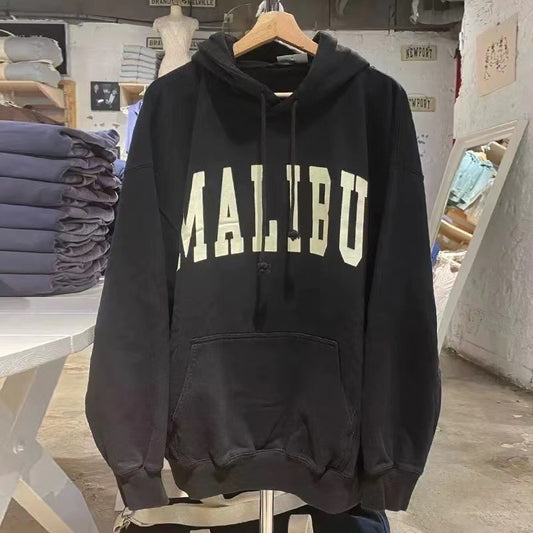 Women’s Loose Fit Cotton Pullover – Black Embroidered Number Design, Long Sleeve Casual Top